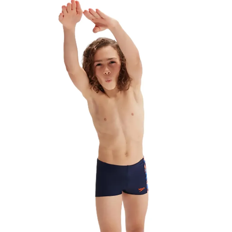 Speedo Boys Hyper Boom Panel Aquashort Navy/Orange/Cobalt-1